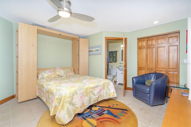 471 Capri Isles Ct, Punta Gorda, FL 33950 - bedroom featuring visible vents, connected bathroom, and light tile patterned floors