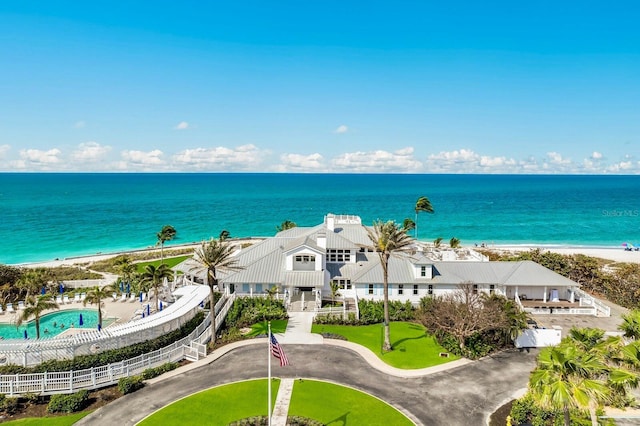 view of water feature with a view of the beach