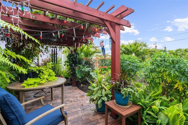 view of patio / terrace featuring a pergola