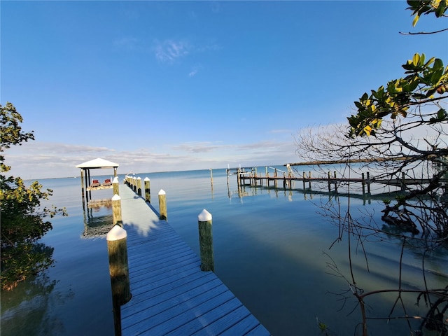 view of dock featuring a water view