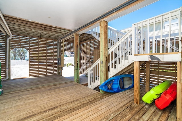 wooden deck with stairs