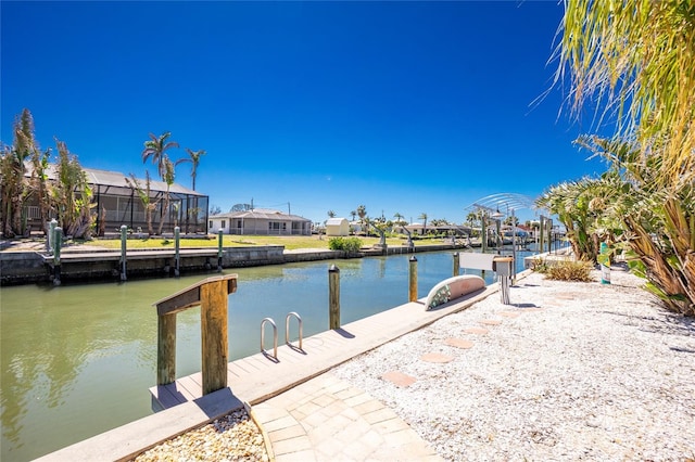 dock area with a water view