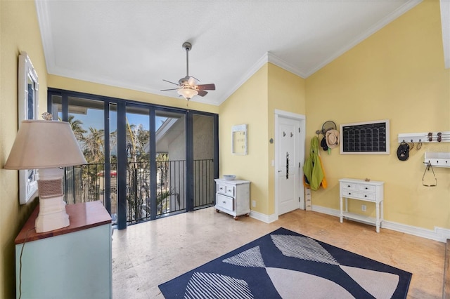 5000 Gasparilla Rd Unit 41B, Boca Grande, FL 33921 - interior space featuring ornamental molding, ceiling fan, and baseboards