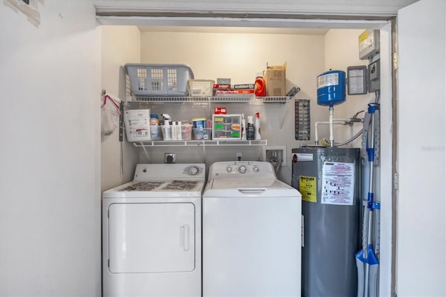 laundry room featuring independent washer and dryer, laundry area, and water heater