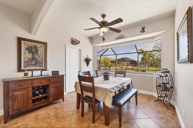 14810 Ingraham Blvd, Port Charlotte, FL 33981 - dining space featuring ceiling fan, light tile patterned flooring, and baseboards