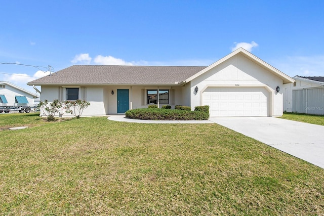 5266 Cooper Ter, Port Charlotte, FL 33981 - ranch-style house featuring a garage, driveway, a front lawn, and stucco siding
