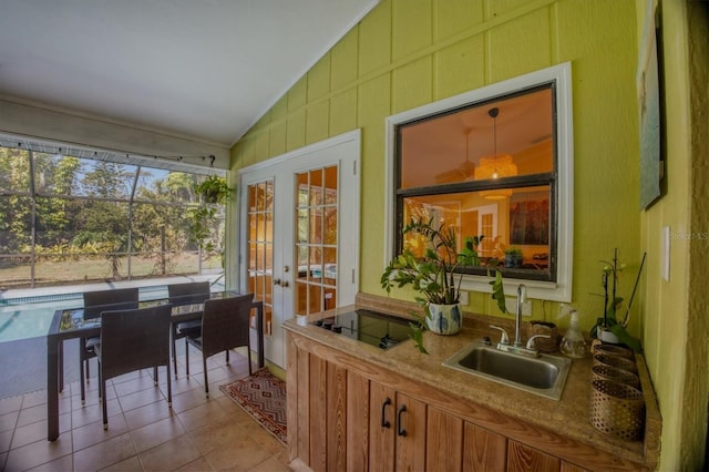 850 Van Gogh Rd, Englewood, FL 34223 - sunroom with lofted ceiling and french doors
