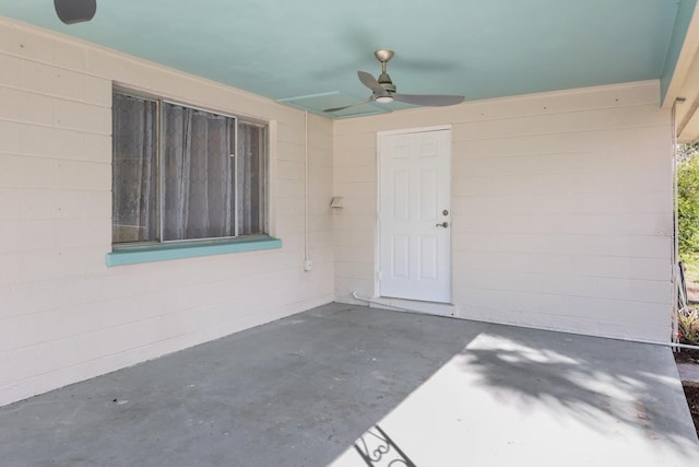 1493 Kathleen Pl, Englewood, FL 34223 - property entrance with ceiling fan and a patio
