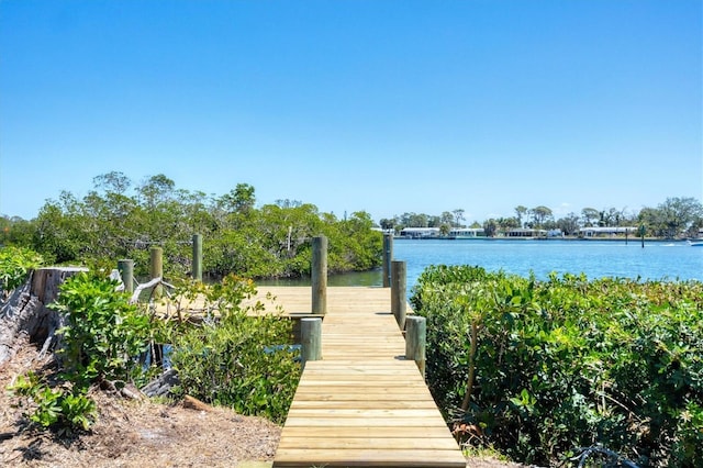 view of dock featuring a water view