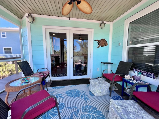 8152 Little Gasparilla Is, Placida, FL 33946 - view of patio featuring french doors and ceiling fan
