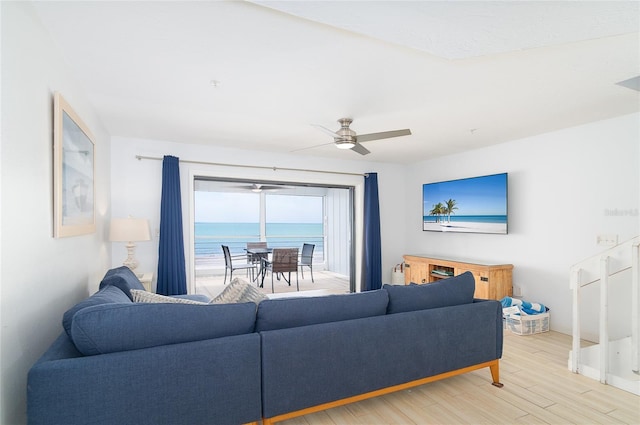 301 S Gulf Blvd Unit 419, Placida, FL 33946 - living area featuring ceiling fan and light wood-type flooring