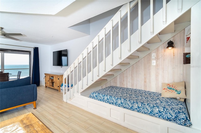 301 S Gulf Blvd Unit 419, Placida, FL 33946 - staircase with wood tiled floor and a ceiling fan