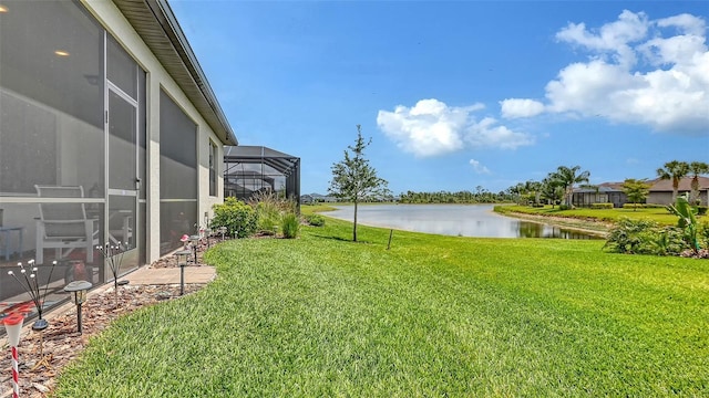 2117 Laurifolia Ct, North Port, FL 34289 - view of yard featuring glass enclosure and a water view