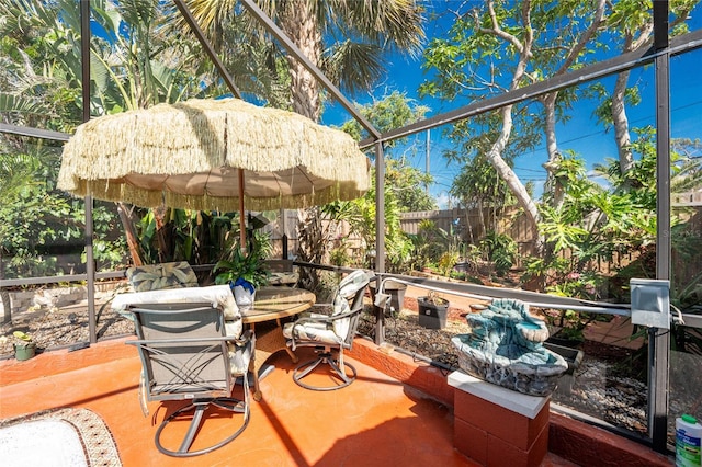1670 Faust Dr, Englewood, FL 34224 - exterior space featuring outdoor dining space, fence, and a lanai