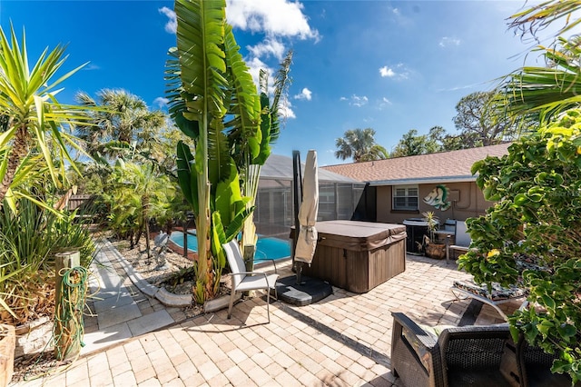 1670 Faust Dr, Englewood, FL 34224 - view of patio with a pool, a hot tub, and a lanai