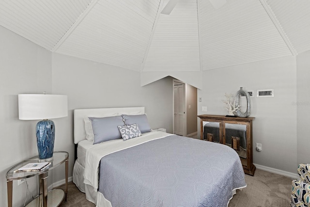 17 Seawatch Dr, Boca Grande, FL 33921 - carpeted bedroom with visible vents, vaulted ceiling, and baseboards