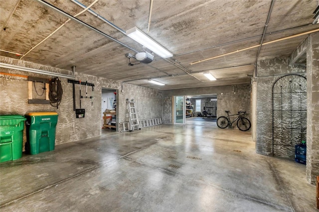 garage with a garage door opener
