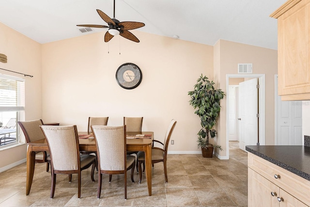 7089 Benson St, Englewood, FL 34224 - dining room featuring ceiling fan, baseboards, and visible vents