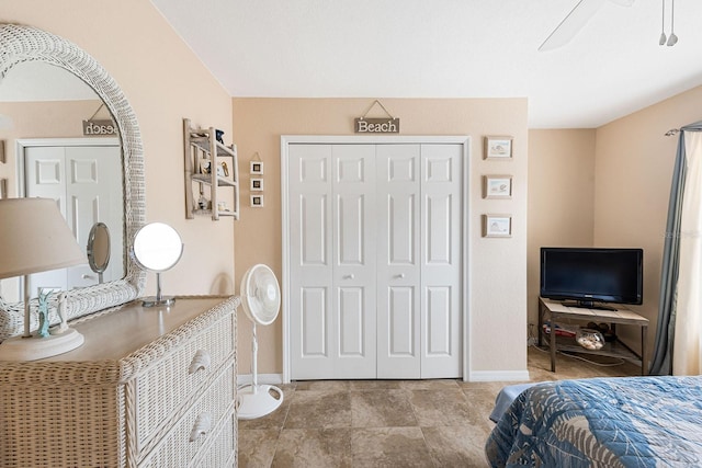 7089 Benson St, Englewood, FL 34224 - bedroom featuring baseboards, a ceiling fan, and a closet