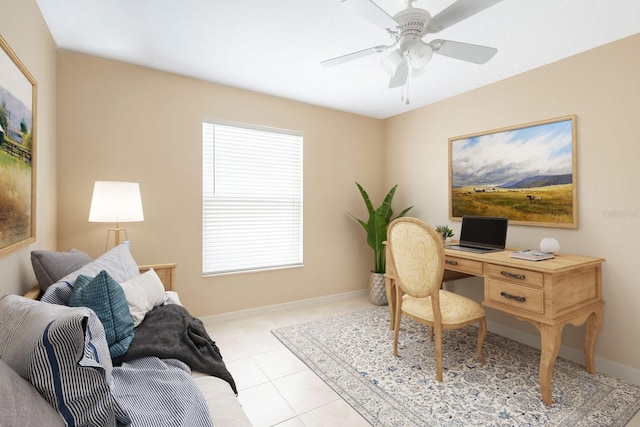 7089 Benson St, Englewood, FL 34224 - tiled office with a ceiling fan and baseboards