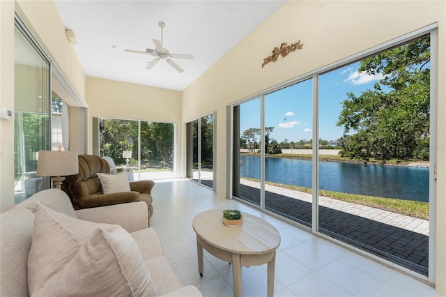 26 Saint Croix Way, Englewood, FL 34223 - sunroom with tile patterned floors and a water view