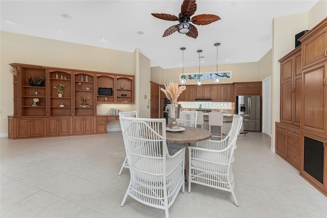 26 Saint Croix Way, Englewood, FL 34223 - dining area with recessed lighting, a ceiling fan, and light tile patterned floors