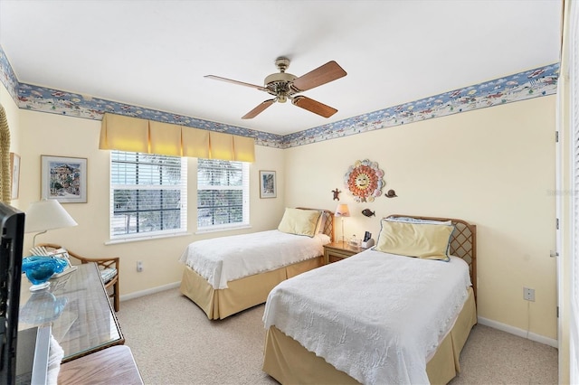 7554 Palm Island Dr S Unit 1822, Placida, FL 33946 - bedroom with baseboards, light carpet, and ceiling fan