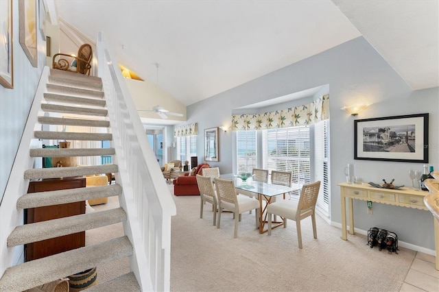 7554 Palm Island Dr S Unit 1822, Placida, FL 33946 - staircase with baseboards, carpet, and vaulted ceiling