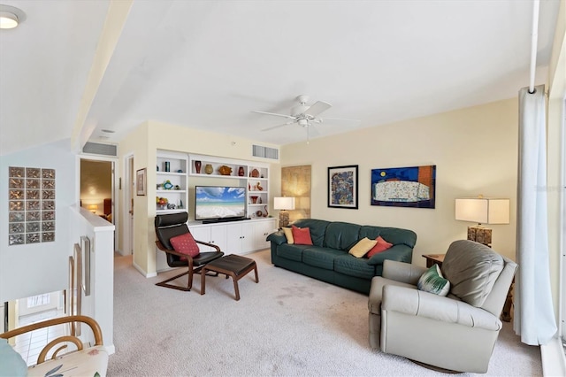 7554 Palm Island Dr S Unit 1822, Placida, FL 33946 - living area with ceiling fan, light carpet, and visible vents