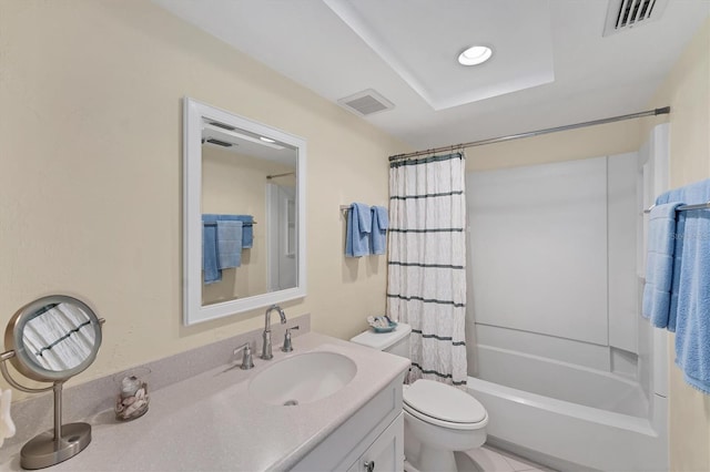 7554 Palm Island Dr S Unit 1822, Placida, FL 33946 - bathroom featuring shower / bath combination with curtain, toilet, visible vents, and vanity