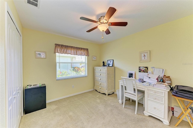 68 Long Meadow Ln, Rotonda West, FL 33947 - carpeted office featuring ceiling fan, baseboards, and visible vents