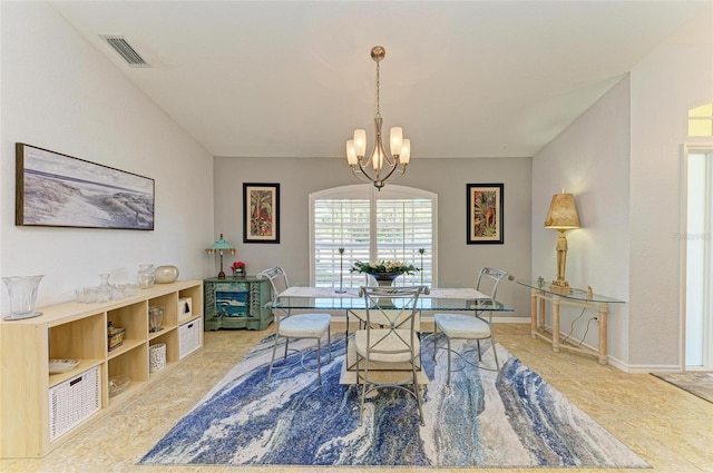 68 Long Meadow Ln, Rotonda West, FL 33947 - dining space featuring visible vents and an inviting chandelier