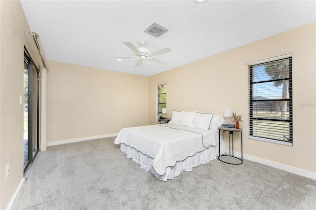 39 Bunker Pl, Rotonda West, FL 33947 - bedroom with ceiling fan, carpet floors, baseboards, visible vents, and recessed lighting