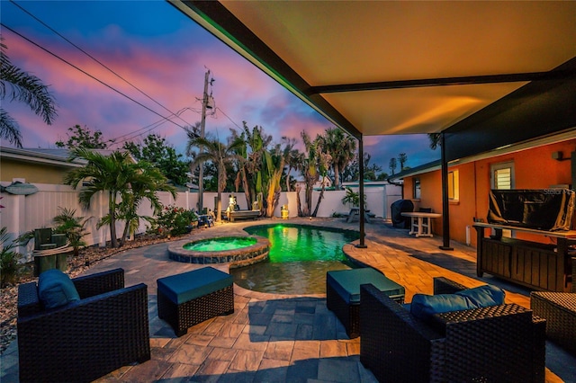 1245 Gulf Blvd, Englewood, FL 34223 - view of swimming pool with a patio, a fenced backyard, and outdoor lounge area