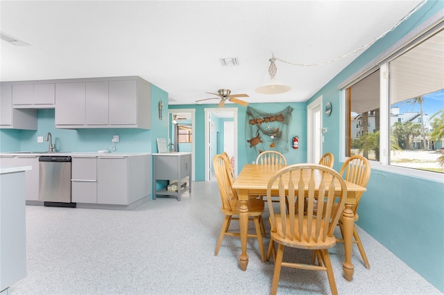 1245 Gulf Blvd, Englewood, FL 34223 - dining area with visible vents and a ceiling fan