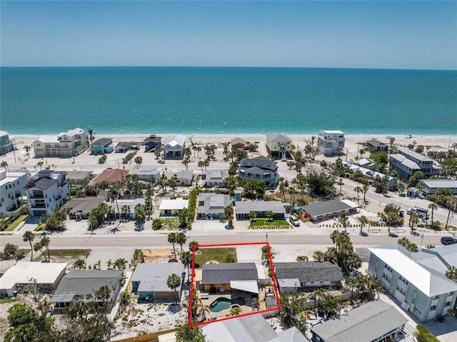 1245 Gulf Blvd, Englewood, FL 34223 - drone / aerial view featuring a beach view, a water view, and a residential view