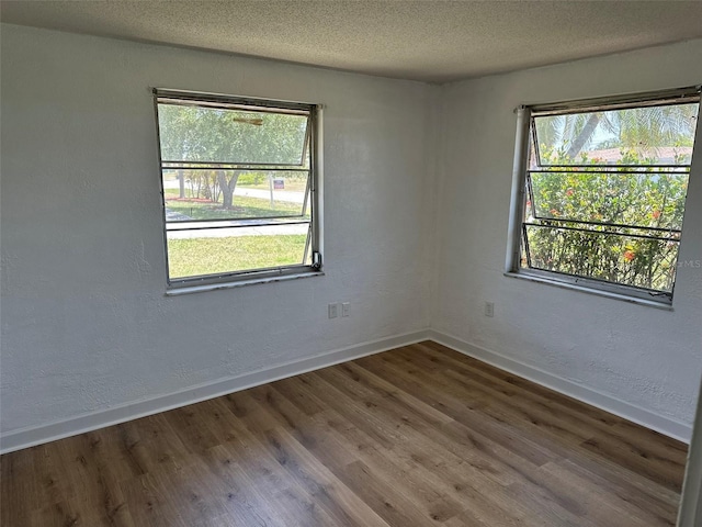 194 Garden Ave NW, Port Charlotte, FL 33952 - empty room with plenty of natural light, a textured ceiling, baseboards, and wood finished floors