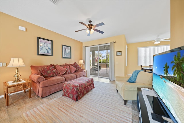 4004 Landor Ct, Venice, FL 34293 - living area featuring baseboards, a ceiling fan, and visible vents