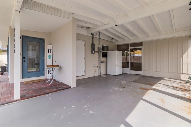 exterior space with electric panel