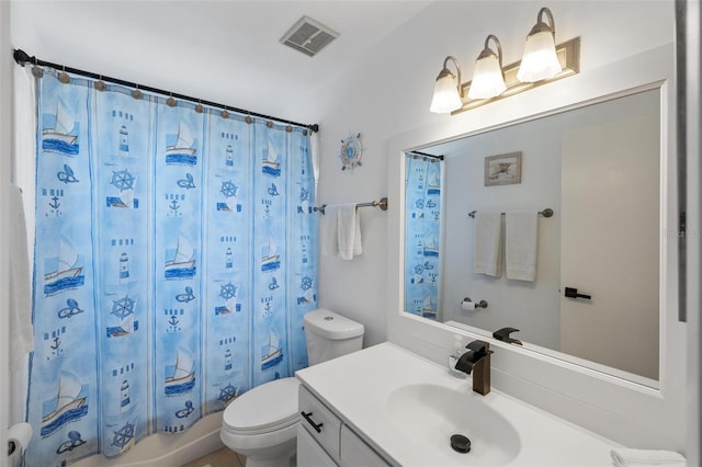 1531 Placida Rd Unit 201, Englewood, FL 34223 - bathroom with shower / bath combination with curtain, toilet, vanity, and visible vents