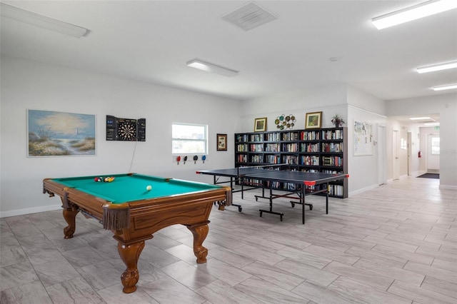 1531 Placida Rd Unit 201, Englewood, FL 34223 - playroom featuring baseboards, visible vents, and billiards