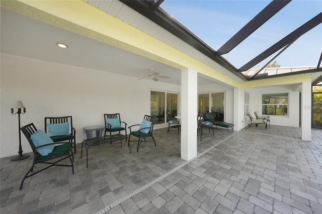 2957 Montgomery Dr, Port Charlotte, FL 33981 - view of patio / terrace featuring glass enclosure and ceiling fan