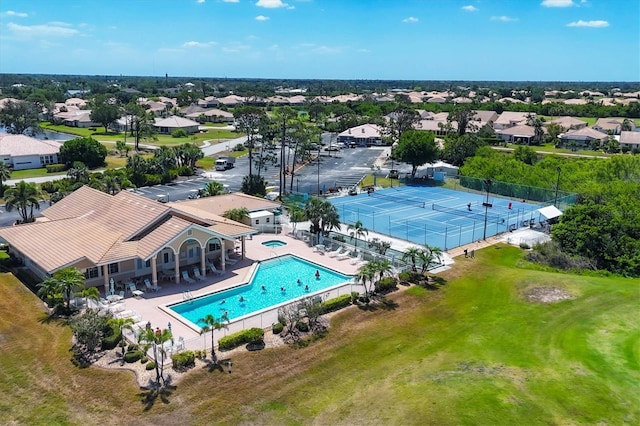drone / aerial view with a residential view