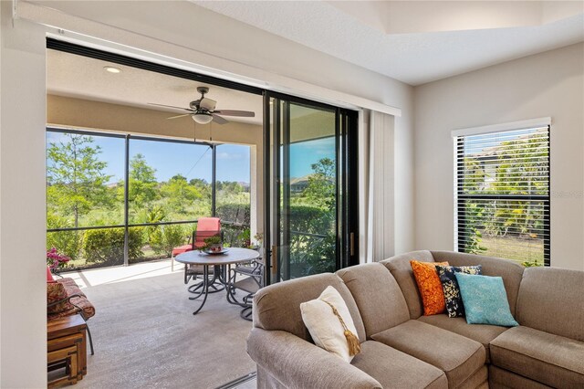 11125 Mcdermott Ct, Englewood, FL 34223 - living area with a ceiling fan and recessed lighting