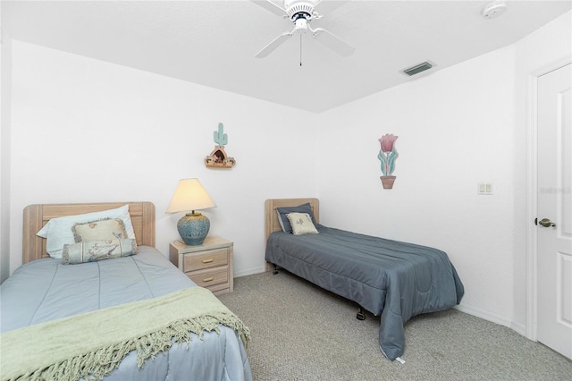 162 Fairway Rd, Rotonda West, FL 33947 - bedroom featuring visible vents, a ceiling fan, baseboards, and light carpet