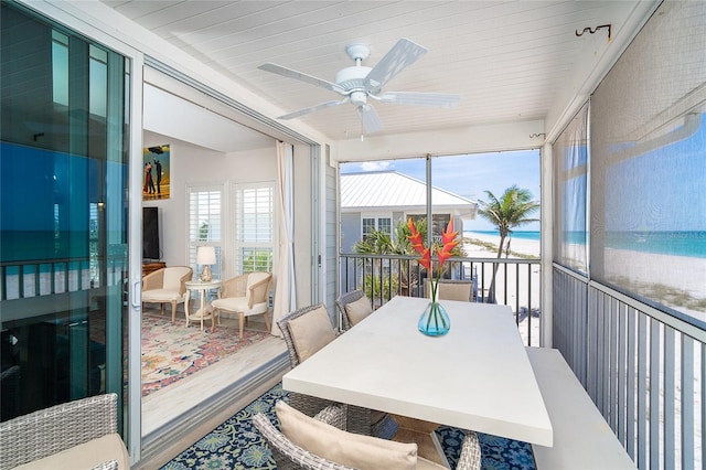 7548 Palm Island Dr S Unit 1724, Placida, FL 33946 - sunroom / solarium featuring wood ceiling, ceiling fan, and wood finished floors