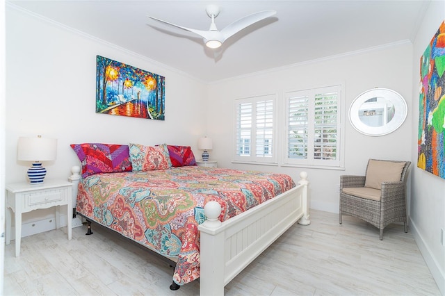 7548 Palm Island Dr S Unit 1724, Placida, FL 33946 - bedroom featuring crown molding, a ceiling fan, and wood finished floors