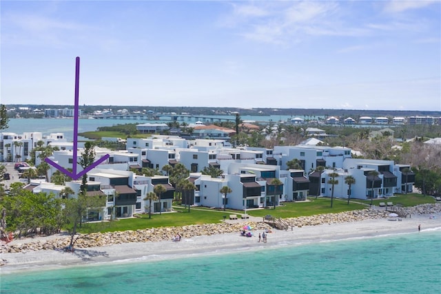 2950 N Beach Rd Unit B324, Englewood, FL 34223 - birds eye view of property with a water view and a beach view