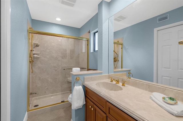 2950 N Beach Rd Unit B324, Englewood, FL 34223 - bathroom with tile patterned flooring, vanity, toilet, and a shower stall