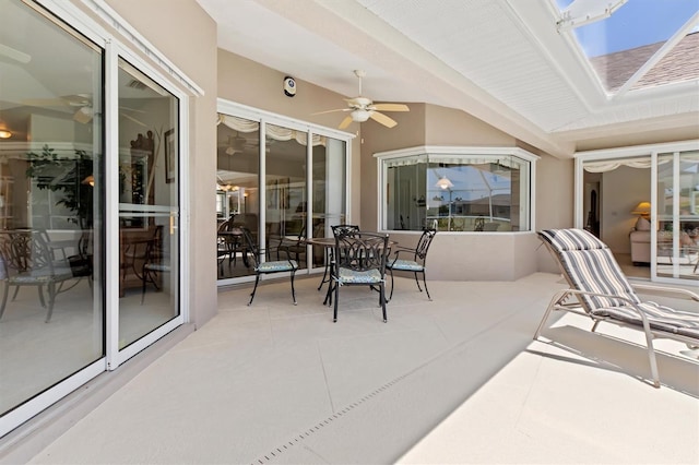 view of patio featuring a ceiling fan